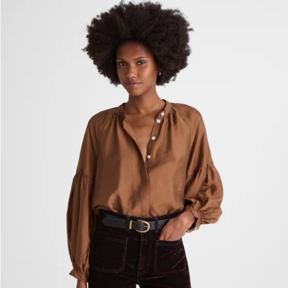 Women's Shirred Balloon-Sleeve Top